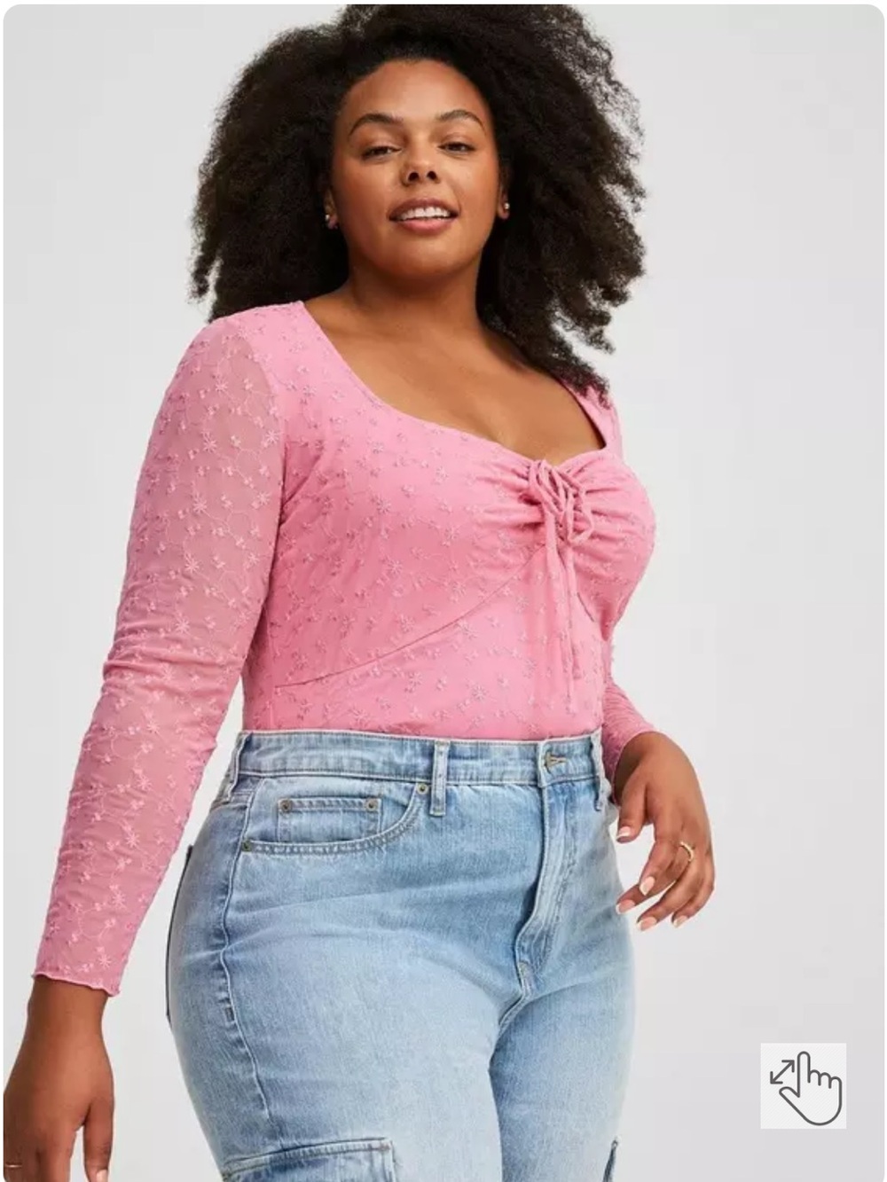 Torrid Mesh Embroidered Tie Front Top 3X